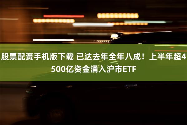 股票配资手机版下载 已达去年全年八成！上半年超4500亿资金涌入沪市ETF