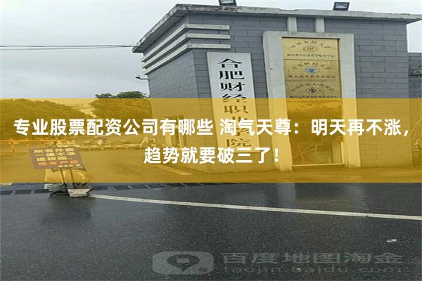 专业股票配资公司有哪些 淘气天尊：明天再不涨，趋势就要破三了！