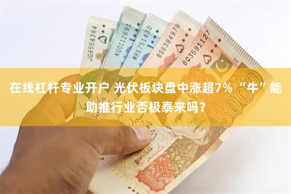 在线杠杆专业开户 光伏板块盘中涨超7% “牛”能助推行业否极泰来吗？