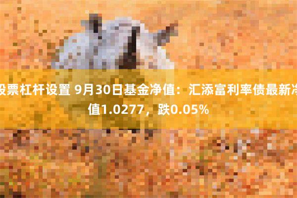 股票杠杆设置 9月30日基金净值：汇添富利率债最新净值1.0277，跌0.05%