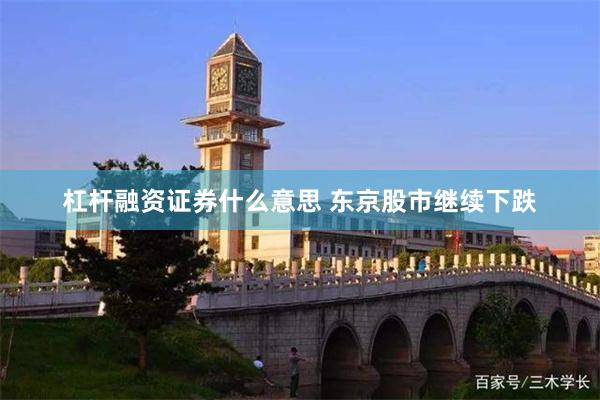 杠杆融资证券什么意思 东京股市继续下跌